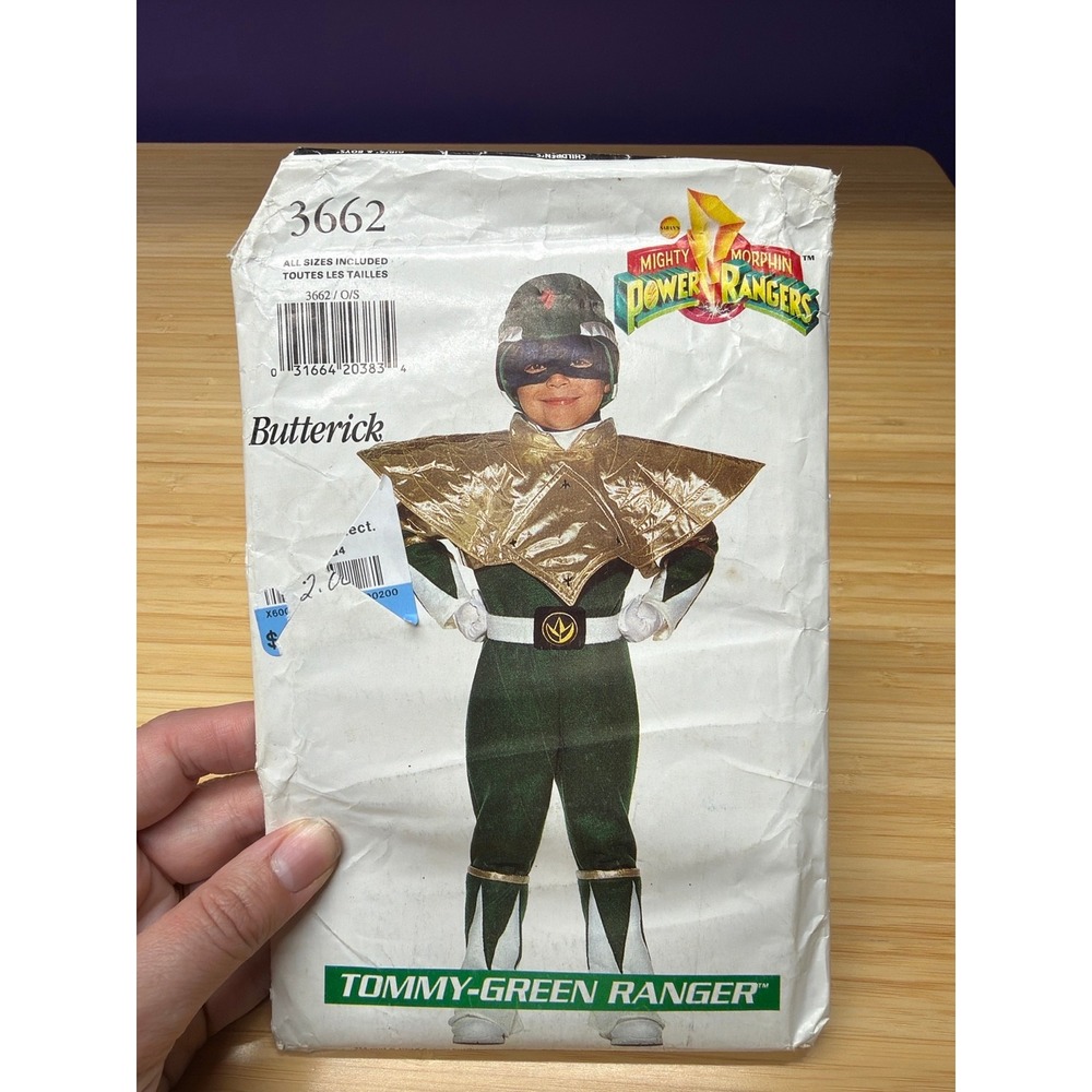 Butterick 3662 Mighty Morphin Power Rangers Green Ranger Costume Pattern O/S